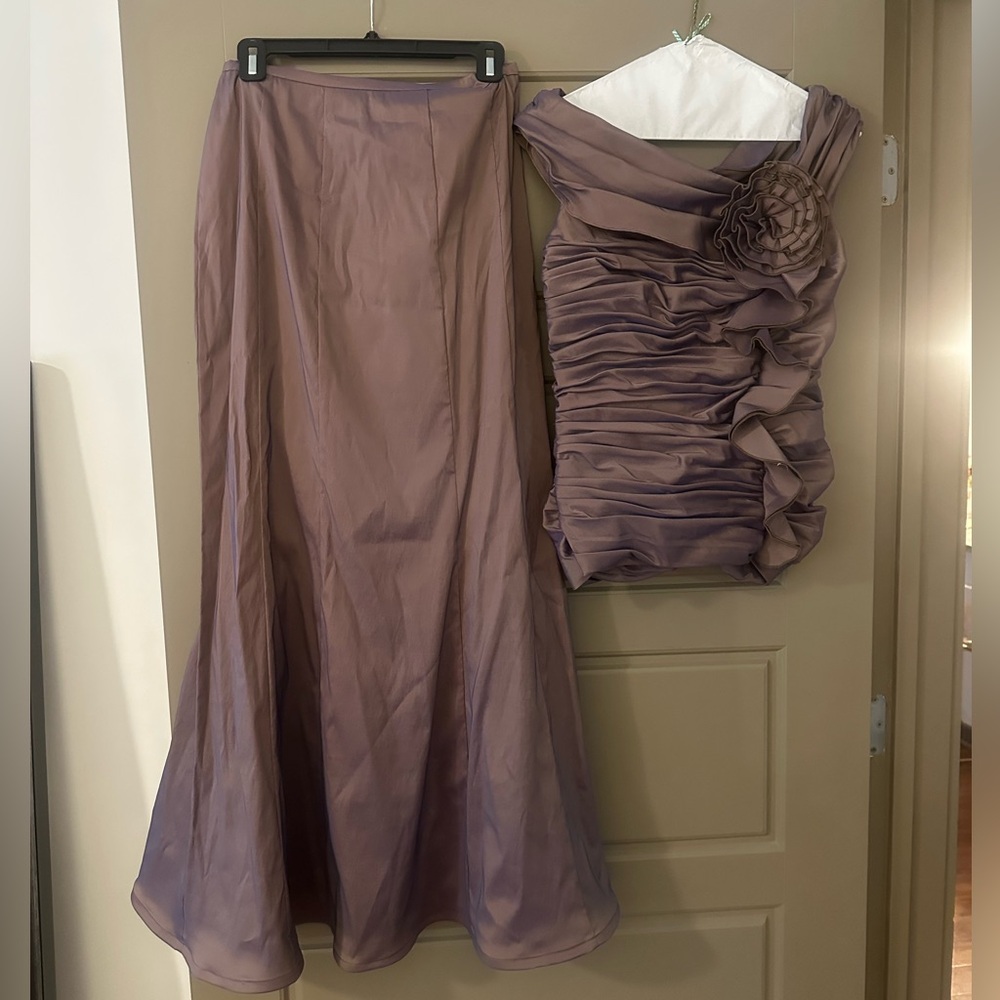 Tadashi Shoji Purple Trumpet Maxi Dress Ruched Cocktail